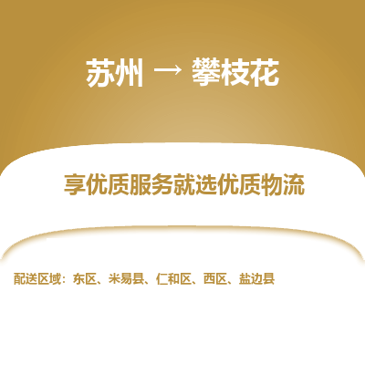 苏州到攀枝花物流公司-苏州到攀枝花专线物流